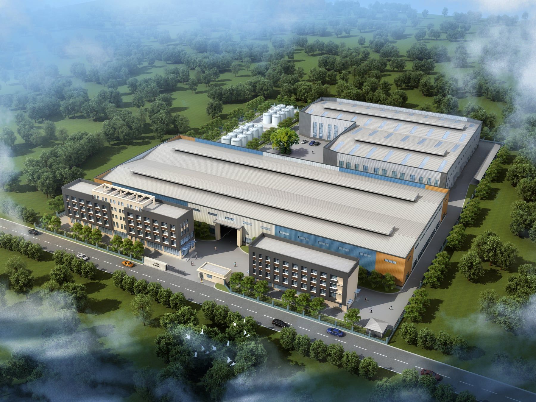 Aerial view of the TRIOSD synthetic lubricant manufacturing base in Chengdu, China